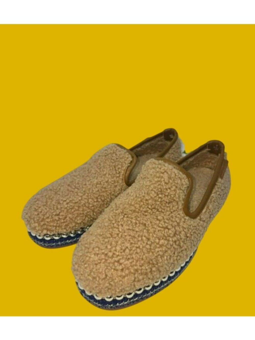 Chelsea & Violet Sherpa Slip-On Espadrille Latte Flats Size 6 NWB